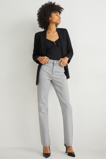 Kobiety - Straight jeans - wysoki stan - LYCRA® - dżins-jasnoszary