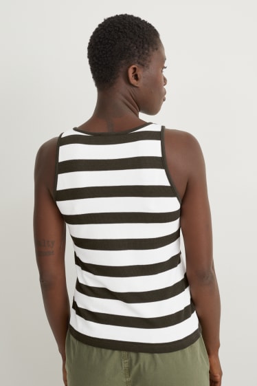 Donna - Top in maglia - a righe - verde scuro / bianco
