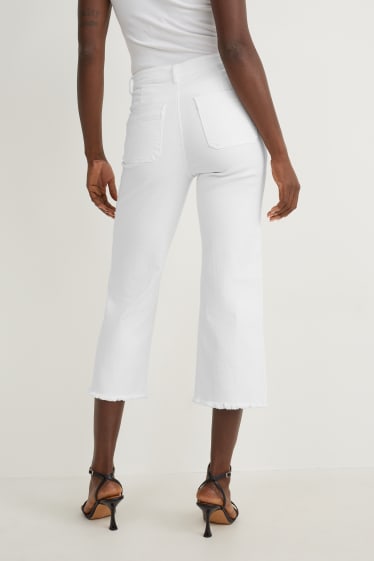 Donna - Jeans a gamba larga - vita alta - bianco