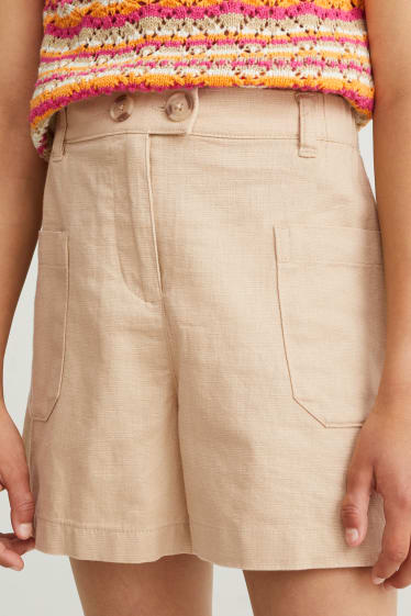 Nena - Pantalons curts - mescla de lli - beix