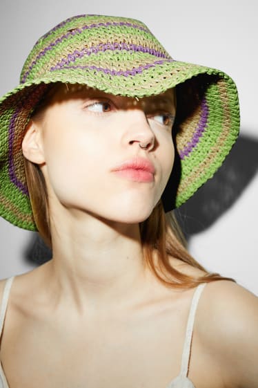 Donna - CLOCKHOUSE - cappello di paglia - a righe - verde chiaro