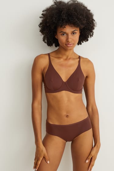 Dona - Paquet de 3 - calces hipster - LYCRA® - marró fosc