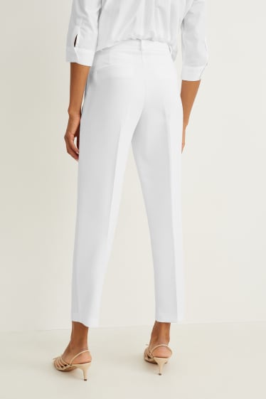 Women - Business trousers - mid-rise waist - regular fit - white