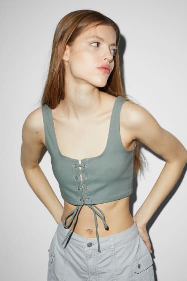 Damen - CLOCKHOUSE - Crop Top - grün