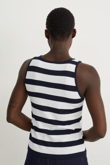 Women - Knitted top - striped - dark blue / white