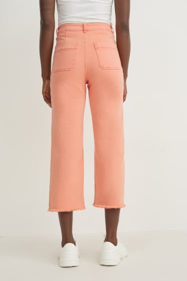 Dames - Wide leg jeans - high waist - koraal