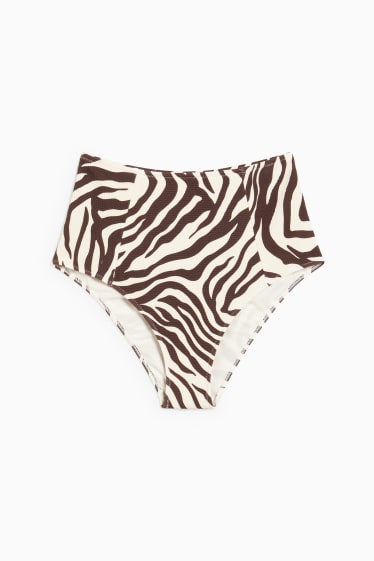 Women - Bikini bottoms - high waist - LYCRA® XTRA LIFE™ - patterned - black / beige
