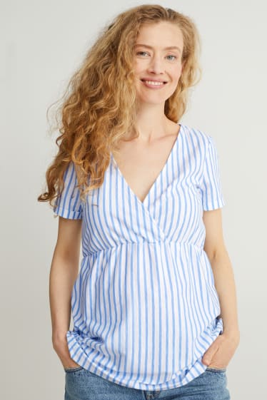 Donna - T-shirt per allattamento - a righe - blu