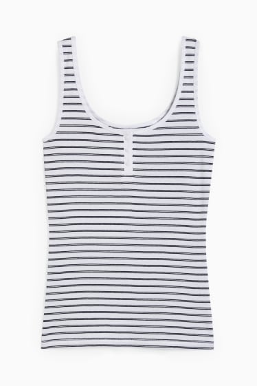 Dames - Basic top - gestreept - wit
