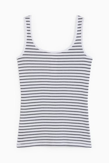 Dames - Basic top - gestreept - wit