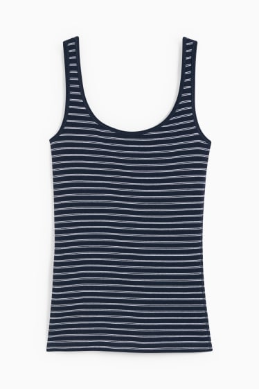 Dames - Basic top - gestreept - donkerblauw