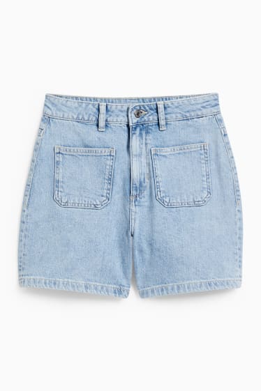 Damen - Jeans-Shorts - High Waist - LYCRA® - helljeansblau