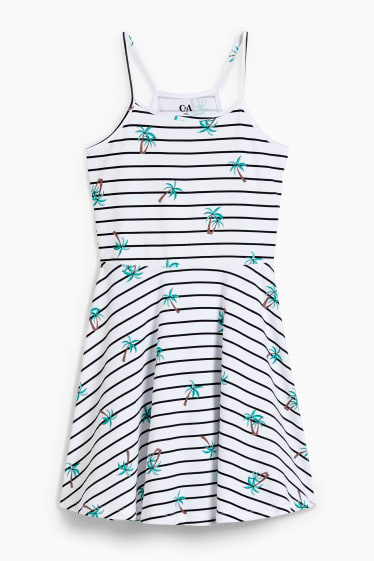 Enfants filles - Robe - à rayures - blanc