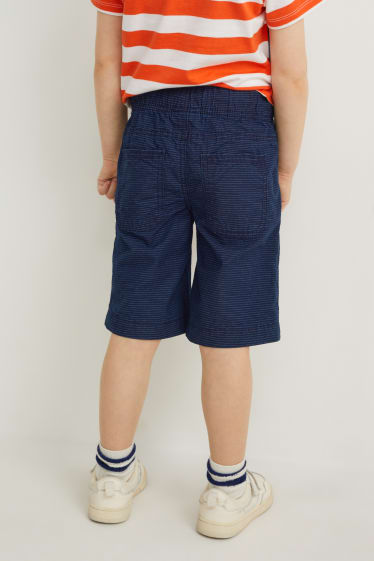 Enfants garçons - Lot de 2 - bermudas - à rayures - bleu / gris
