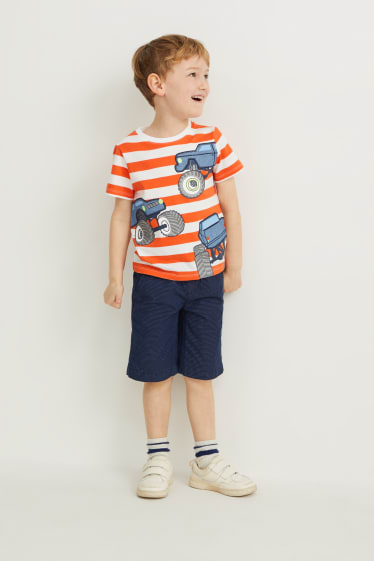 Enfants garçons - Lot de 2 - bermudas - à rayures - bleu / gris