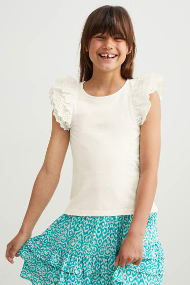 Kinder Mädchen - Kurzarmshirt - cremeweiß