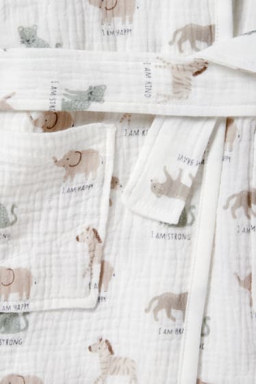 Baby Buben - Baby-Bademantel mit Kapuze - weiß