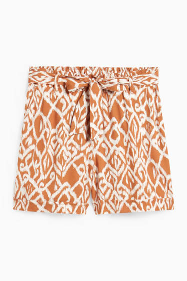 Femmes - Short - mid waist - à motif - marron