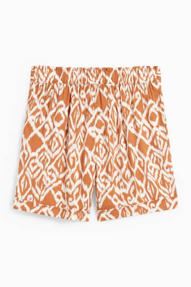 Femmes - Short - mid waist - à motif - marron