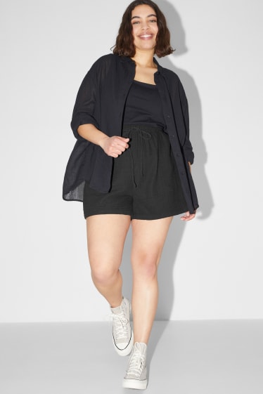 Donna - Shorts in mussola - vita media - nero