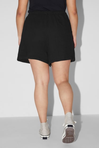 Donna - Shorts in mussola - vita media - nero