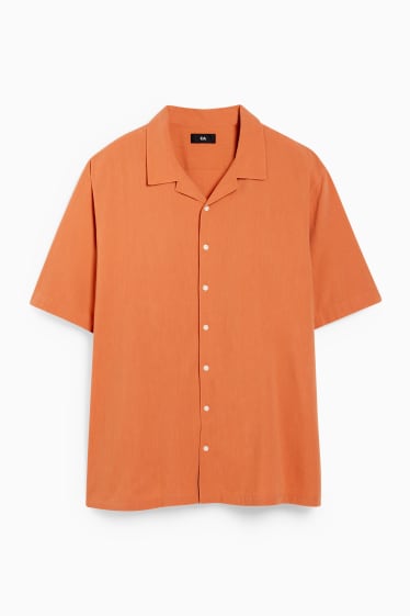 Men - Shirt - regular fit - lapel collar - dark orange