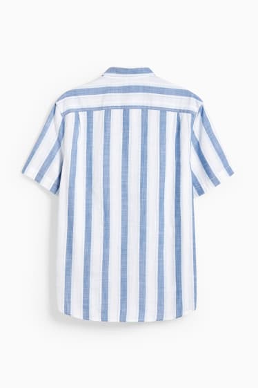 Heren - Overhemd - regular fit - kent - gestreept - wit / blauw