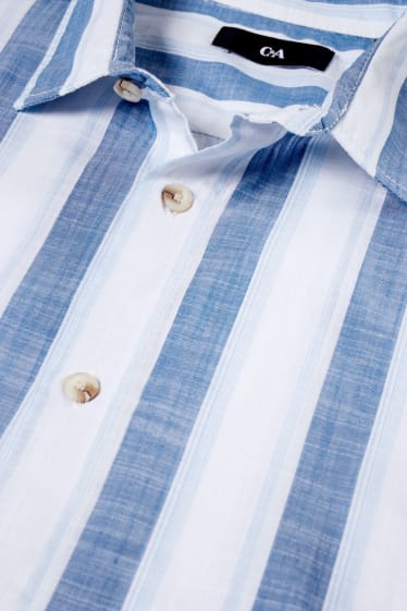 Pánské - Košile - regular fit - kent - pruhovaná - bílá/modrá