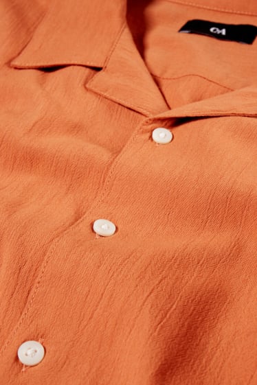 Men - Shirt - regular fit - lapel collar - dark orange