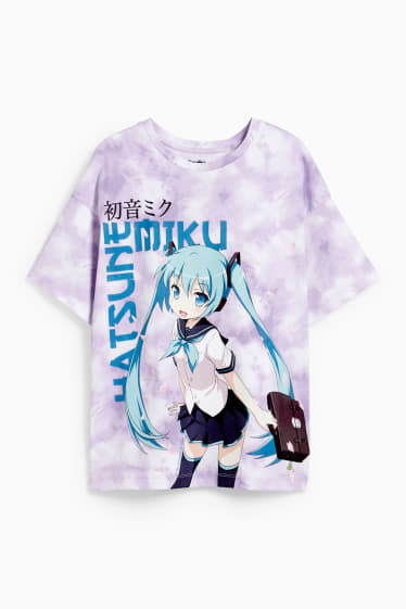 Bambini - Hatsune Miku - maglia a maniche corte - fantasia - viola chiaro