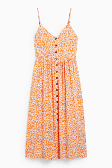 Femmes - Robe fit & flare - à fleurs - orange