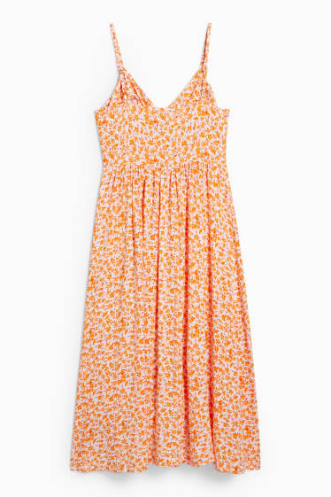 Kobiety - Sukienka fit & flare - w kwiaty - pomarańczowy