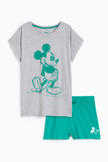Femmes - Pyjashort - Mickey Mouse - gris clair chiné