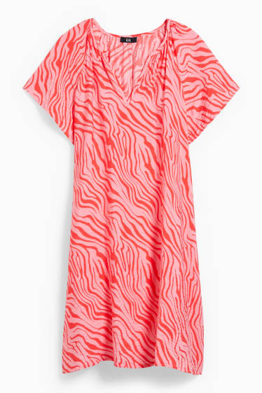 Femmes - Robe évasée - à motif - rose