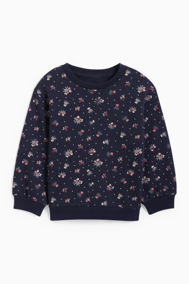 Kinderen: meisjes - Sweatshirt - gebloemd - donkerblauw