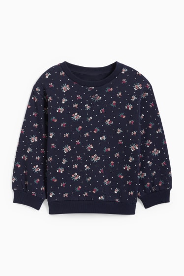 Kinderen - Sweatshirt - gebloemd - donkerblauw