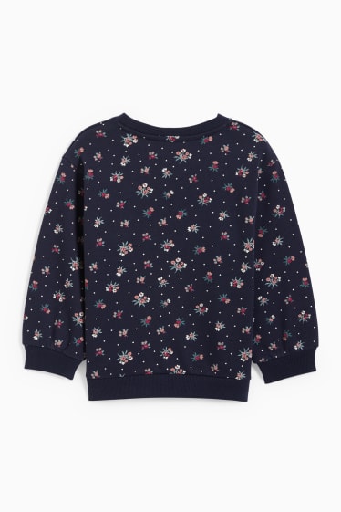 Kinderen: meisjes - Sweatshirt - gebloemd - donkerblauw