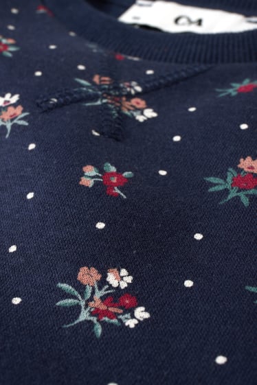 Kinderen: meisjes - Sweatshirt - gebloemd - donkerblauw