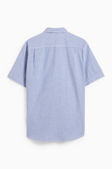Heren - Overhemd - regular fit - kent - gestreept - blauw / wit