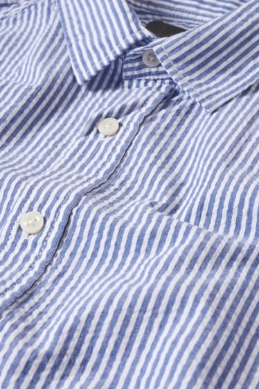 Heren - Overhemd - regular fit - kent - gestreept - blauw / wit