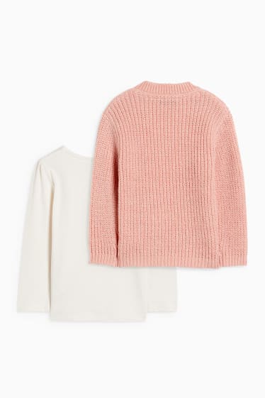 Bambine - Unicorno - set - maglia a maniche lunghe e cardigan - 2 pezzi - rosa