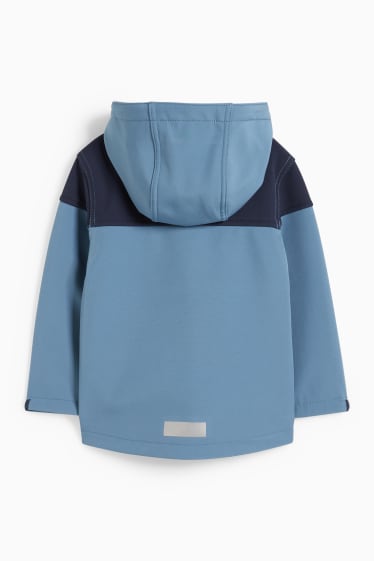 Kinder - Softshelljacke mit Kapuze - wasserdicht - blau