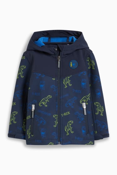 Bambini - Dinosauri - giacca soft shell con cappuccio - blu scuro