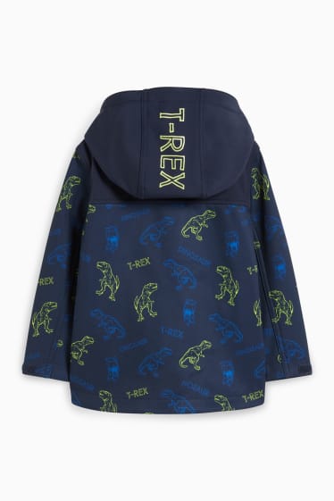 Niños: niños - Dinosaurios - chaqueta softshell con capucha - azul oscuro