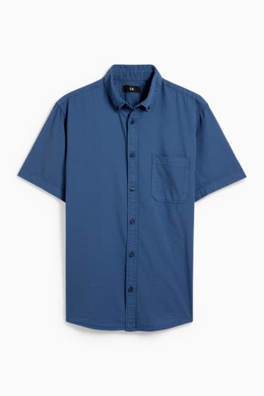 Men - Shirt - regular fit - button-down collar - dark blue