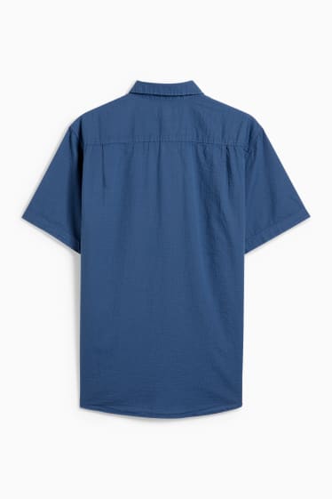Men - Shirt - regular fit - button-down collar - dark blue