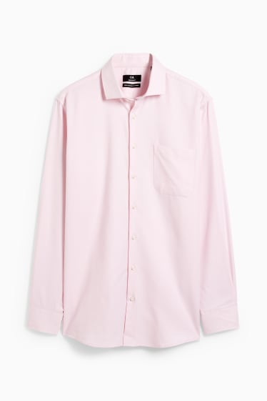Pánské - Košile - regular fit - cutaway - snadné žehlení - růžová