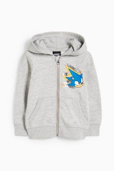 Enfants garçons - Sonic - sweat zippé à capuche - gris clair chiné
