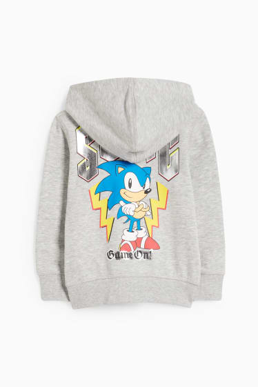 Enfants garçons - Sonic - sweat zippé à capuche - gris clair chiné