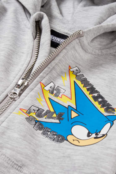 Enfants garçons - Sonic - sweat zippé à capuche - gris clair chiné